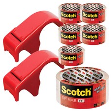 3M Scotch 包裝盒膠帶座DP-300RD+包裝膠帶P65透明48mm×40m 3p一套, 混色, 2組