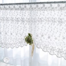 RAUM STUDIO 星星花朵刺繡蕾絲門簾, 白色