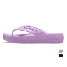 crocs 卡駱馳 Via Platform女款厚底人字涼拖鞋, 230, 蘭花紫