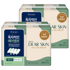 디어스킨 에어엠보 생리대 날개형, 대형, 64개입, 2세트