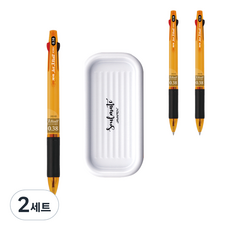 자바펜 제트3볼 펜 0.38mm 3p + 펜트레이 세트, 옐로우(볼펜), 랜덤발송(펜트레이), 2세트