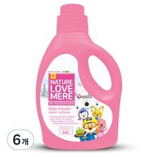 NATURE LOVE MERE 幼兒用Pororo Ultra凝膠衣物柔軟精 寶寶爽身粉香, 2L, 6個