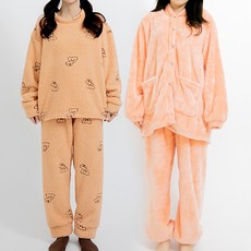 테라우드 여성용 파자마 우정 타월 잠옷 상하의 + 융털 후리스 포켓 수면 잠옷 상하의 2종 세트