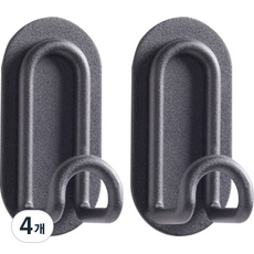 심플 강력 타원 세로형 후크걸이, 블랙, 4개