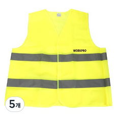 워크프로 신호수조끼 폴리 형광 WP378003, 5개