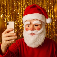 PARTYSHOW 聖誕老人面具 + 帽子組合, 1套, 混合顏色