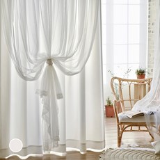 葛瑞絲雙層蕾絲窗簾, 白色