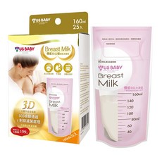 US baby 優生 3D立體母乳冷凍袋 160ml 25入, SGS檢驗通過, γ射線滅菌處理, 夾鏈袋設計, 站立式設計, 20個, 1盒