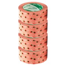 마켓감성 포장 데코 박스 테이프 4.5cm x 1m, 딸기, 4개