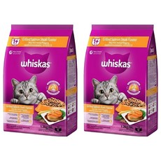 偉嘉 whiskas 貓乾糧 烤鮭魚口味 美味夾心 雙重口感, 1.2kg, 2袋