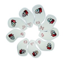 鐳射骷髏頭高爾夫球鐵桿套 9個入, 白色的