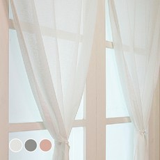 Design Gallery 魔鬼氈亞麻感雪紡魔鬼氈窗簾, 白色
