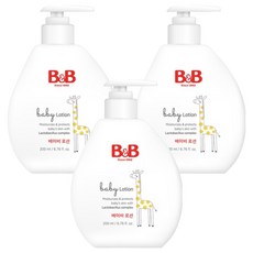 B&B 嬰兒保濕護膚乳液, 200ml, 3瓶