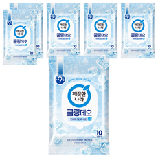 KleanNara 可綠納樂 薄荷涼感攜帶式爽身濕紙巾 10張入, 66g, 6包