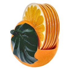 倉町水果饗宴杯墊 6個, 橘色, 1組