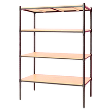 dayneeds 日需百備 松木烤漆四層架/收納層架/展示架/層架/鐵架, 黑框 + 柚木, 4層