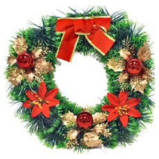 紅金聖誕花圈 14吋, 3個