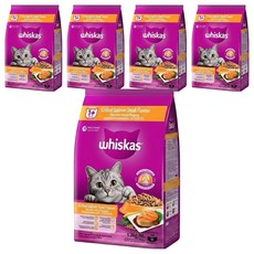 whiskas 偉嘉 貓乾糧, 烤鮭魚口味, 1.2kg, 5袋