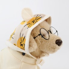 그루밍독 반려견 야옹이 몸빼 보닛 모자, 베이지, 1개