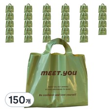 마켓감성 디자인레터링 의류 손잡이백, 올리브그린, 150개