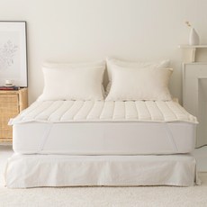 素色絎縫四季防滑床墊, 燕麥色