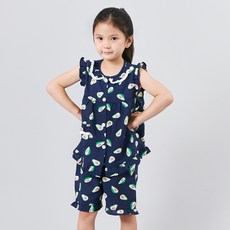 Kids Line 女童涼感酪梨人造絲蓋袖睡衣套裝