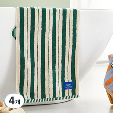 Modern House ETF 雙條紋洗臉毛巾 190g 棉紗 40 x 80 cm, 4個, 綠色