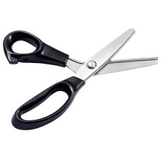 貝印PK-2800 手工藝布料剪裁專用 鋸齒狀刀刃防滑設計, 特級布樣剪 黑色 + 銀色, 1支