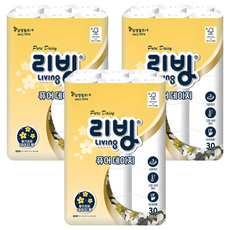 Living SOFT TISSUE 純淨雛菊3層高級捲筒衛生紙, 30m, 3個, 30入