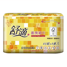舒適 捲筒式雙層廚房紙巾, 6捲, 8包