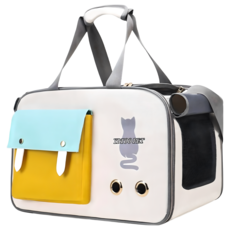 毛皇上 寵物外出行李包 手提包, 米拼黃, 1個