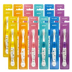 兒童細毛牙刷, 混色, 12個, 1個裝