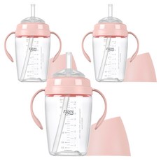티지엠 쌀알 트라이탄 빨대컵, 240ml, 3개, 코랄핑크