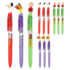 韓國 hM PLUS Peanuts 史努比公仔三色原子筆 3入組 D款 0.5mm, 史努比, 查理, 糊塗塌客, 4套