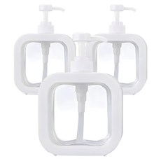 透明方形大容量按壓瓶 一般型 500ml, 3個, 白色