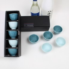 Dalsogum 韓國產陶瓷天藍色燒酒杯, 混合色, 1套