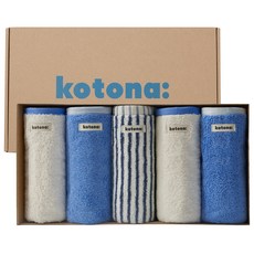 kotona Home Body Favorite 洗臉毛巾 5件組 200g 40支 精梳棉, 1套, 舒適藍