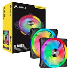 CORSAIR 海盜船 電腦風扇散熱器, iCUE QL140 RGB TWIN PACK 帶燈芯, 黑色, 1個
