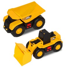 ROAD RIPPERS Buchuca 建築音響自卸車+推土機重型機械車玩具套組, 黃色+黑色