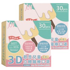 JUN 郡昱 兒童立體醫療口罩, 太陽與月亮, 30片, 2盒