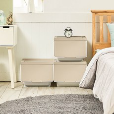 샤바스 컬러스토리 슬라이딩 리빙박스, 브라운, 400 x 415 x 310 mm, 3개