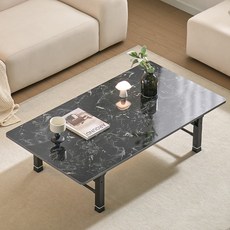 아이캔컴퍼니 국내제작 E0 LPM 4단 높이조절 쌍다리 거실테이블, 블랙마블