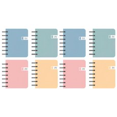 TOCTOC 彩色左翻筆記本 120張, 8個, 藍色、薄荷色、粉色、黃色