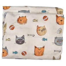 OhBabyLying 春夏薄款荳荳毯 100%棉, 喵星人 橘色 + 白色