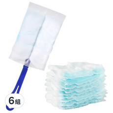 葉子小舖 靜電纖維隙除塵撢 附替換布, 6組, 單色