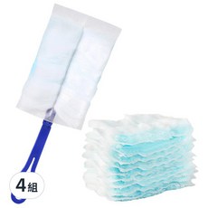 葉子小舖 靜電纖維隙除塵撢 附替換布,4組 - 居家清潔好幫手，輕鬆除塵，多場景適用, 單色