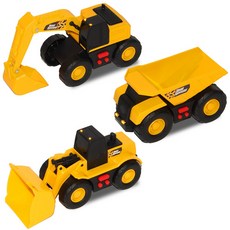 ROAD RIPPERS Boochooka 建築音效挖土機 + 傾卸卡車 + 推土機 重型工程車玩具組, 黃色 + 黑色