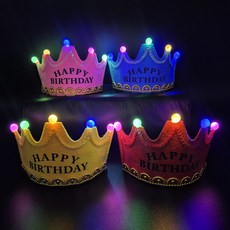 Yeoni Factory 派對 LED 皇冠 4件組, 黃色 + 粉紅色 + 紅色 + 藍色, 1套