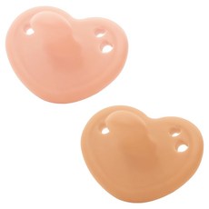 티지엠 하트 노리개 젖꼭지, 플러스 (3개월이상), 코랄핑크 + 탠브라운, 2개