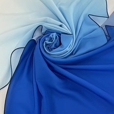 不易透視漸層加厚雪紡布料 拷克收邊, 藍色